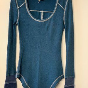 Free People Blue Henley with Snap Cuff Size XS